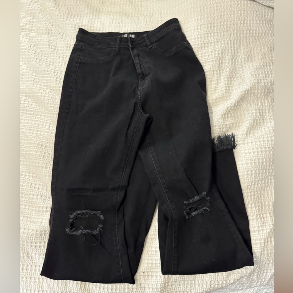 JC & JQ High Waisted Distressed Bellbottoms with Frayed Hem